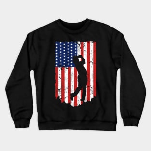 American Flag Golf 4th July Patriotic Golfer Crewneck Sweatshirt